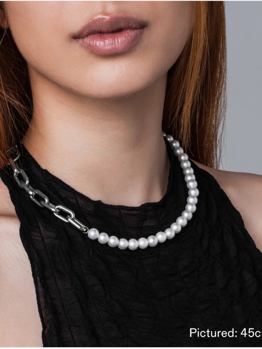 Pearl and Chain Mixed-Media Necklace - White